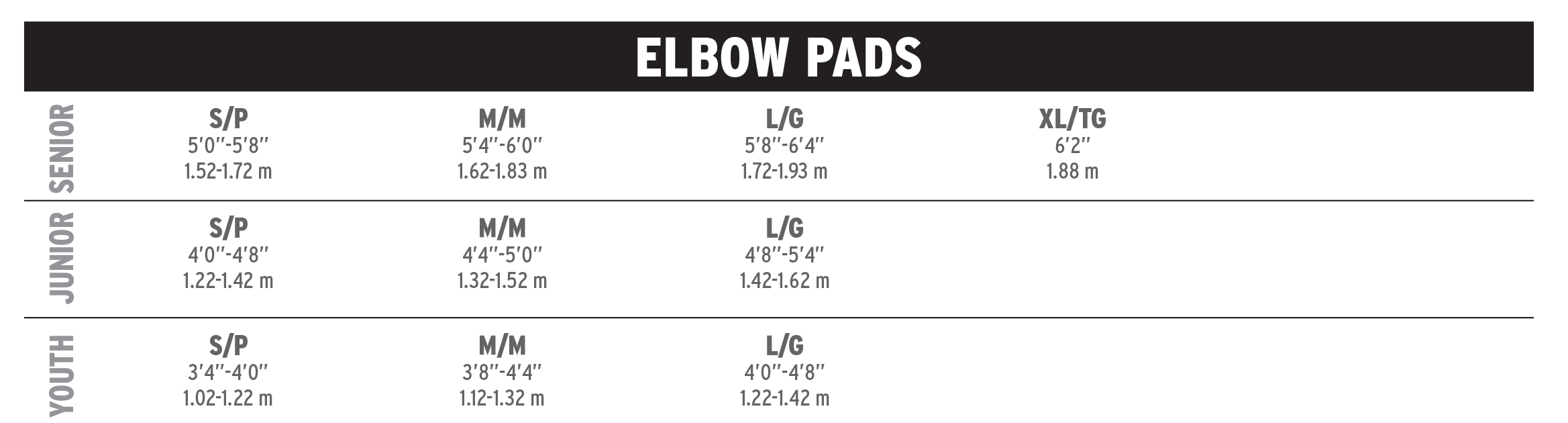 Ccm Elbow Pad Size Chart