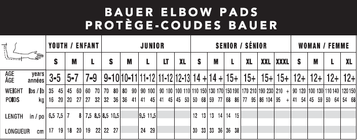 Elbow Pad Size Chart