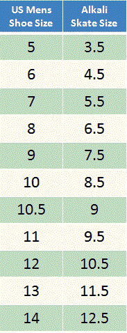 Tour Hockey Skate Size Chart