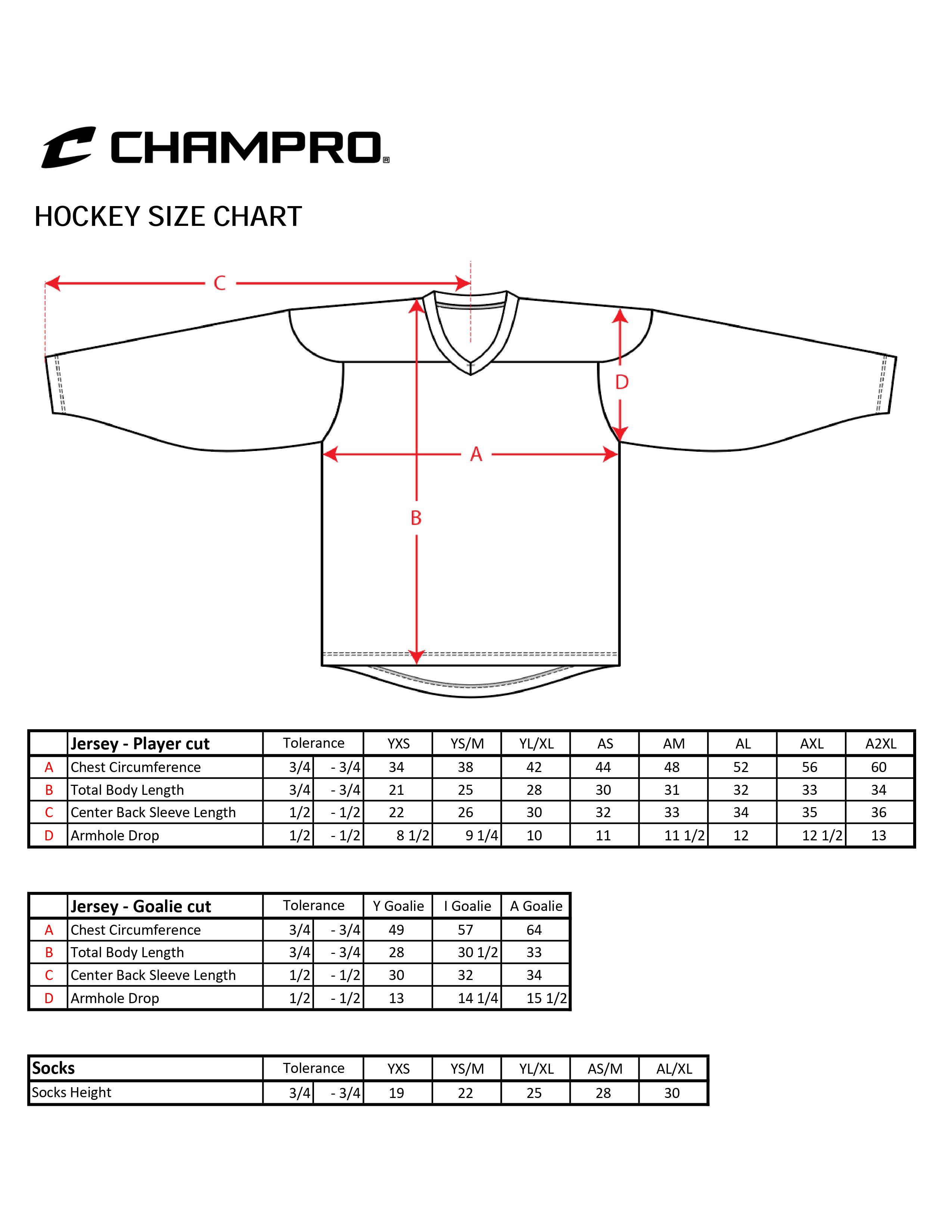 Champro shift hockey sock sizing