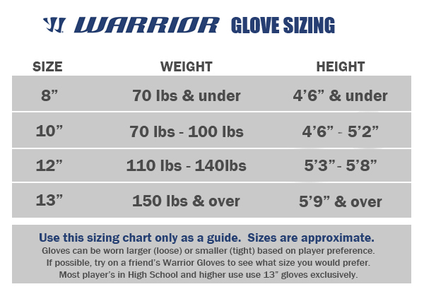 Hockey Goalie Glove Size Chart