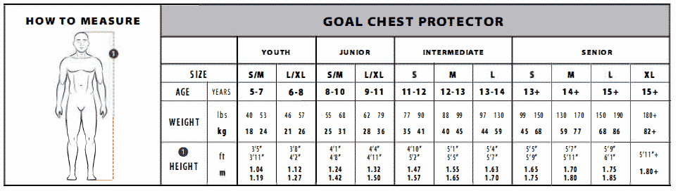Goalie chest protector sizing sales