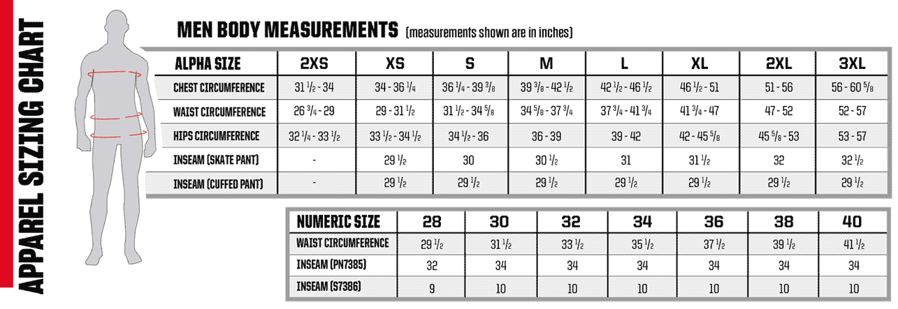 ccm apparel sizing