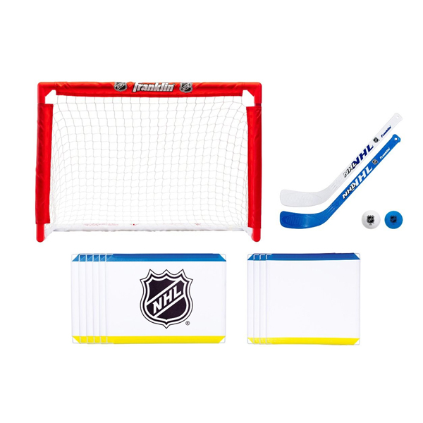 Franklin Sports Mini Hockey Rink Set - Half Rink Knee Hockey Goal, Mini  Sticks, and Ball Set - Indoor Mini Hockey Rink - Official NHL Licensed White