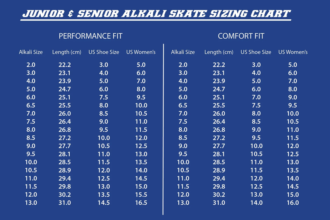 alkali skate sizing
