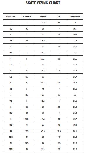 True Hockey Skate Sizing