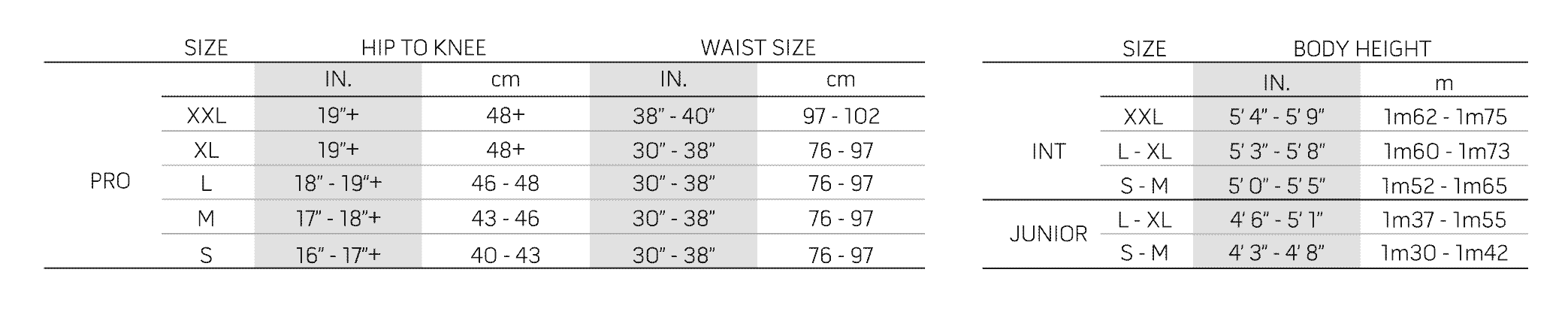 warrior goal pant sizing
