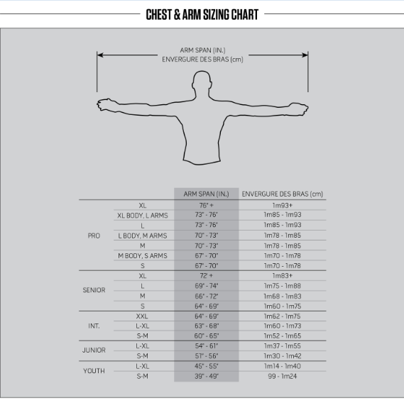 Hockey Chest Protector Sizing Chart