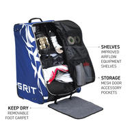 Grit HYFX Junior Hockey Tower 30" Equipment Bag With Wheels, Ventilated, Torsion Tech For Easy Storage
