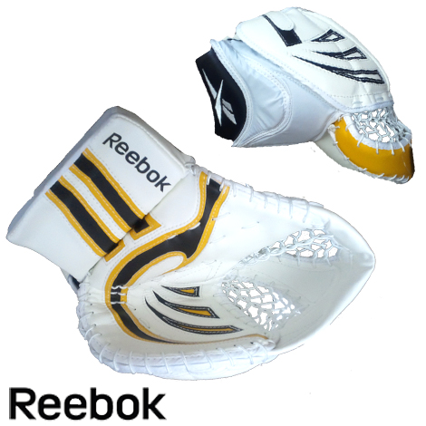 New Reebok Larceny Pro intermediate blocker glove blue ice hockey goalie catcher 