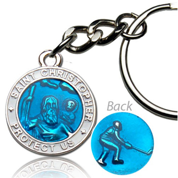 ChalkTalk SPORTS St. Christopher Hockey Player Guardian Medal Keychain